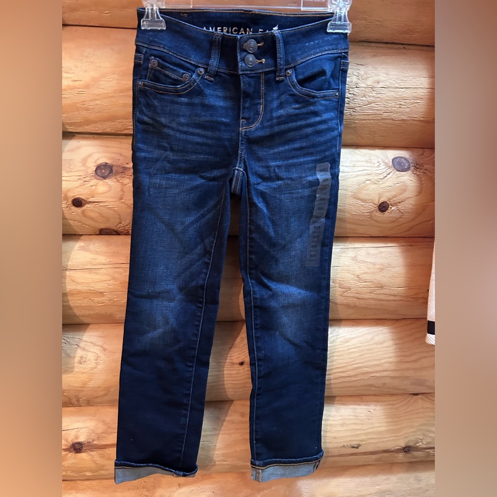American Eagle Outfitters Dark Blue Artist Crop Jeans